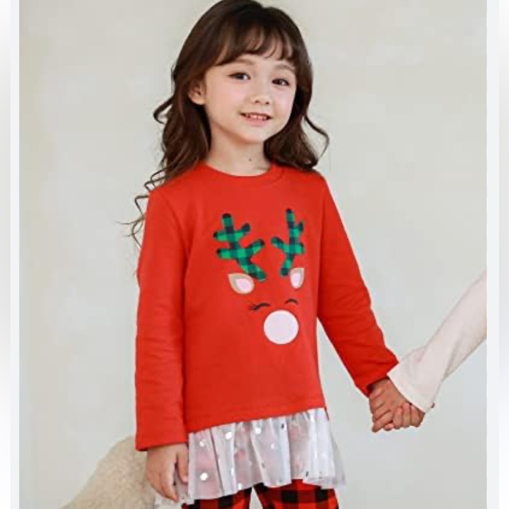 Chatter Carrot Toddler Holiday Long Sleeve Reindeer Top